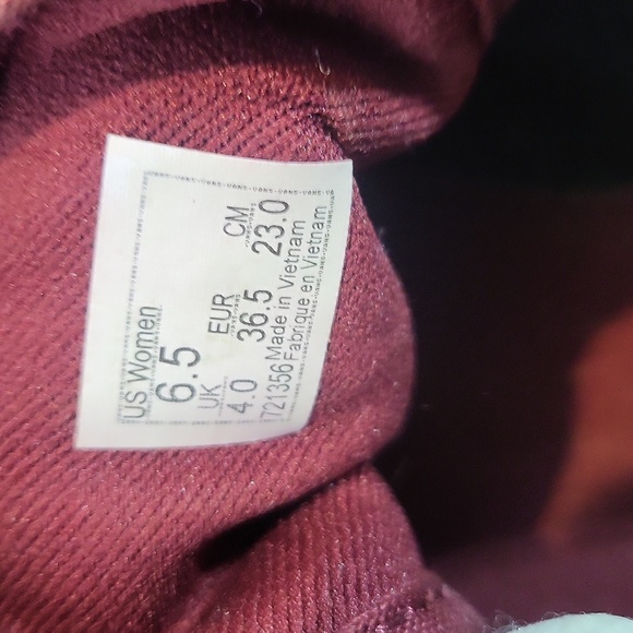 VANS Off the Wall Burgandy Red Lace Up Tennis Shoe Sneaker - Picture 10 of 11